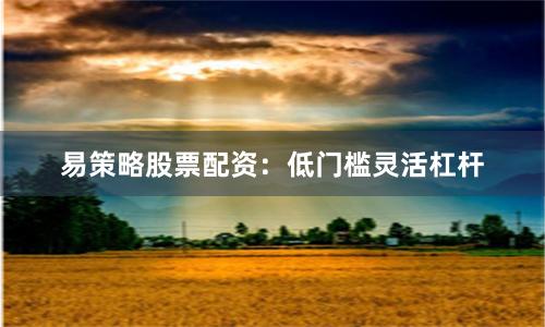 易策略股票配资：低门槛灵活杠杆